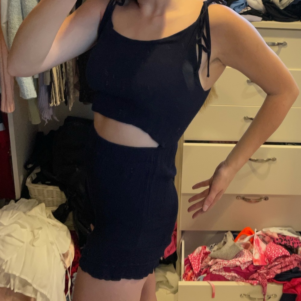 navy cutout romper